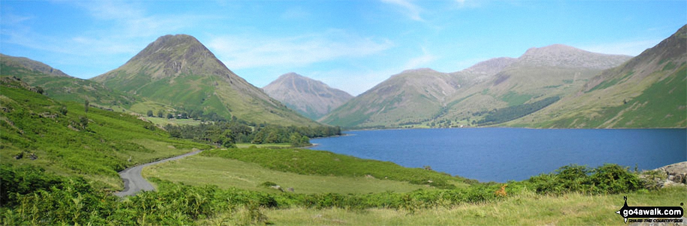 Walk c343 Pillar and Red Pike from Wasdale Head, Wast Water - Yewbarrow, Great Gable, Lingmell, Scafell Pike and Sca Fell from Wast Water