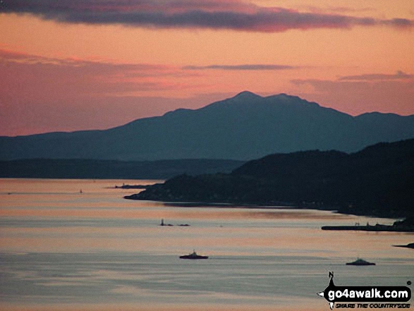 Sunset over Dunoon and The Isle of Arran from Clach MacKenny, nr Rosneath 