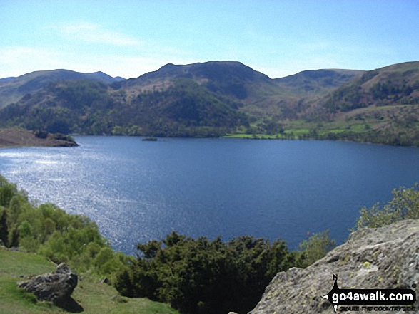 Walk c198 The Southern Shore of Ullswater from Glenridding - Glenridding and The Helvellyn Massiff from Long Crag on the shores of Ullswater