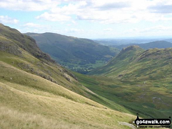 Walk c294 Steel Fell from Grasmere - Looking across Greenburn Bottom to Helm Crag from Steel Fell (Dead Pike)