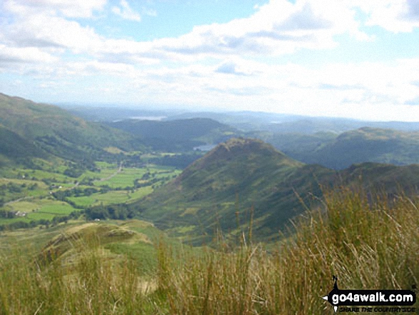 Grasmere from the summit of Steel Fell (Dead Pike) with Helm Crag right of centre 