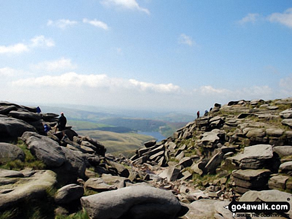 Walk d170 Kinder Downfall and Kinder Low from Bowden Bridge, Hayfield - Kinder Downfall with Kinder Reservoir beyond