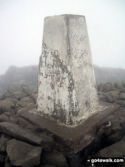 Walk gw152 Cadair Idris (Penygadair), Mynydd Moel, Cyfrwy and Gau Craig via The Pony Path - Cadair Idris (Penygadair) summit trig point