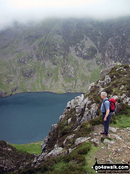 Walk gw123 Cadair Idris (Penygadair) Cyfrwy and Craig Cwm Amarch from Llanfihangel-y-pennant - Lyn Cau from Craig Cwm Amarch