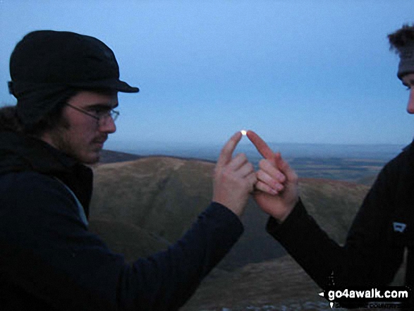 Aiden and Tom "Catching the Moon" on Blencathra in The Lake District Cumbria England