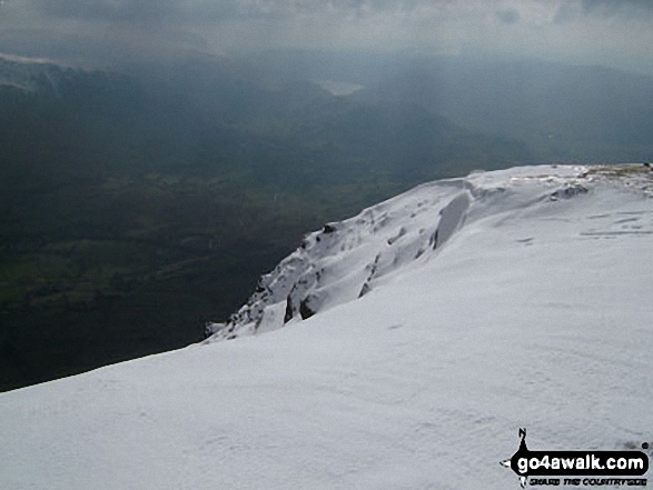 Walk c170 Blencathra or Saddleback via Hall's Fell Ridge from Threlkeld - Derwent Water from a snowy Blencathra or Saddleback (Hallsfell Top)