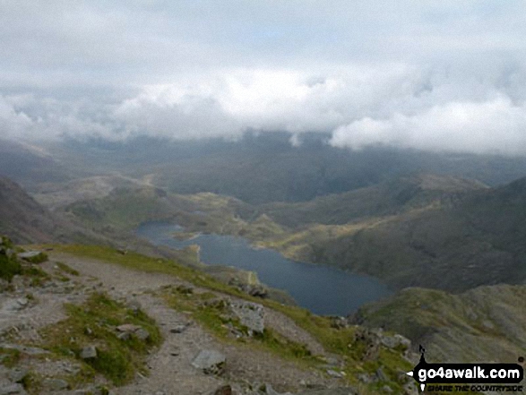 Walk gw126 Snowdon via The Llanberis Path - Llyn Llydaw from the summit of Mount Snowdon (Yr Wyddfa)