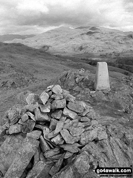 Great Stickle (Dunnerdale Fells) summit cairn and trig point 