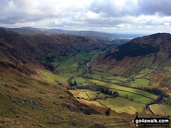 Walk c208 Harrison Stickle and High Raise from The New Dungeon Ghyll, Great Langdale - Great Langdale from below Loft Crag