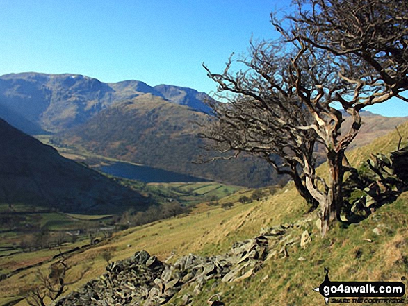 Walk c128 The Hayswater Round from Hartsop - Dove Crag, Hart Crag and Fairfield dominate the skyline beyond Brothers Water