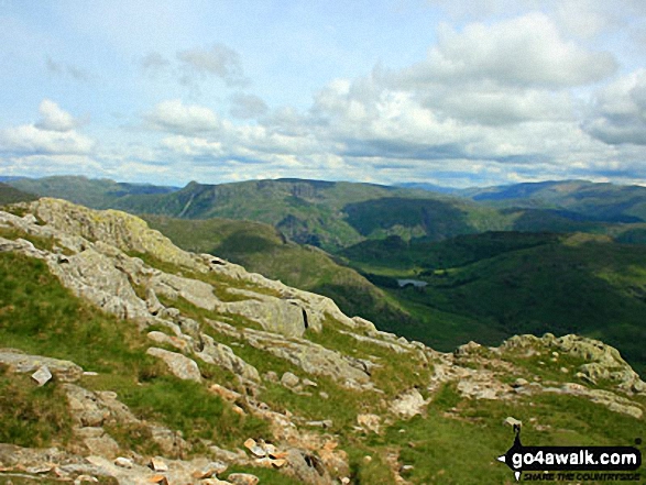 Walk c167 Wetherlam and Swirl How from Low Tilberthwaite - The Langdale Pikes from Wetherlam Edge