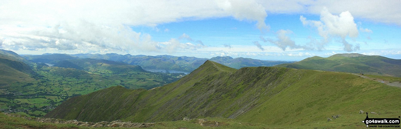 Walk c170 Blencathra or Saddleback via Hall's Fell Ridge from Threlkeld - Hallsfell Top Ridge rising to Hallsfell Top (the summit of Blencathra or Saddleback) from Atkinson Pike at the top of Sharp Edge