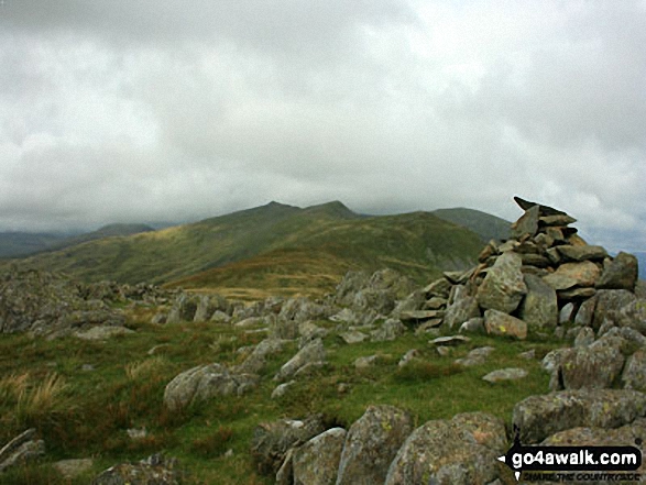 Walk c363 Caw (Dunnerdale Fells) Pikes (Caw), Green Pikes (Caw) and Walna Scar from Seathwaite (Duddon Valley) - Dow Crag, Buck Pike, Brown Pike and The Old Man of Coniston from White Maiden the high point on Walna Scar