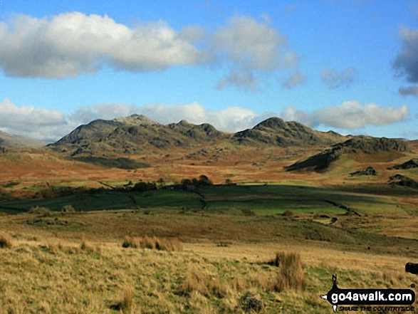 Walk c288 Harter Fell (Eskdale) from Jubilee Bridge, Eskdale - Harter Fell and Green Crag from Boat How