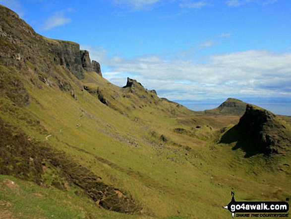 Walk h138 The Quiraing from Maoladh Mor, Isle of Skye - The Quiraing on the lower slopes of Meall na Suiramach