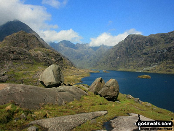 The Cuillin Hills featuring Sgurr a Ghreadaidh and Druim nan Rambh (right) from the shore of Loch Coruisk