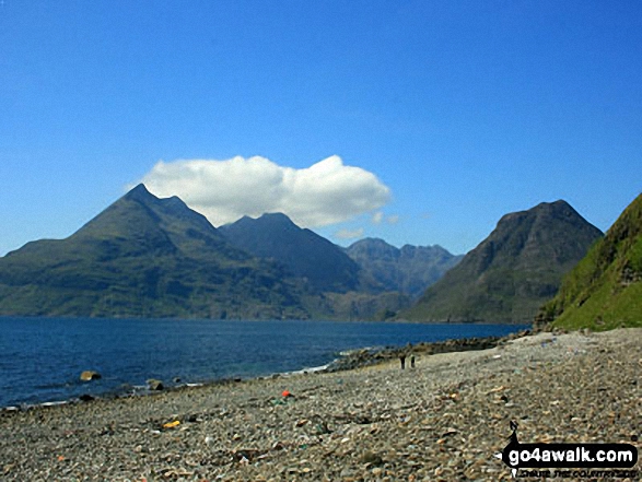 The Black Cuillin (including Sgurr nan Eag, Sgurr Dubh Mor, Sgurr Alasdair, Sgurr Mhic Choinnich and Sgurr Dearg (Inaccessible Pinnacle) with Marsco (right) across Loch Scavaig from Elgol 