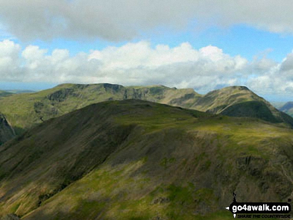 Walk c120 The Ennerdale Horseshoe - Kirk Fell with Red Pike (Wasdale), Little Scoat Fell and Pillar behind from Westmorland Cairn, Great Gable