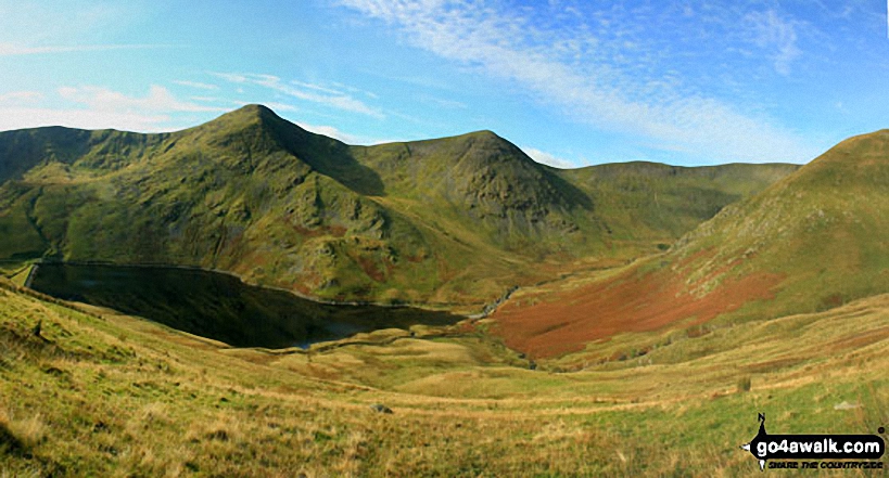 Walk c362 Branstree and High Street from Mardale Head - Yoke, Ill Bell, Froswick and the shoulder of Lingmell End (Mardale Ill Bell) above Kentmere Reservoir from Harter Fell (Mardale)