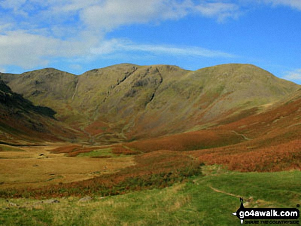 Walk c453 The Scafell Mountains from Wasdale Head, Wast Water - Black Grag (Pillar), Wind Gap, Pillar and Looking Stead (Pillar) above Mosedale from Wasdale Head