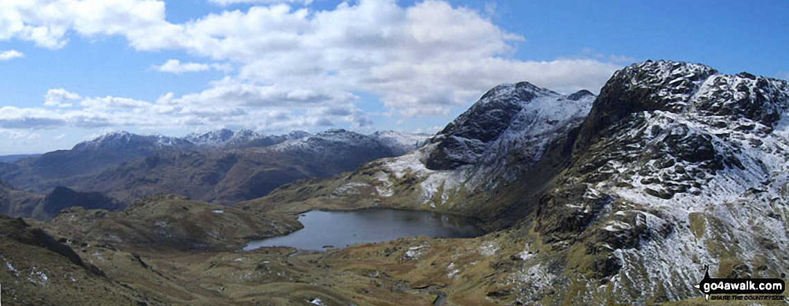 Walk c195 Castle How and Blea Rigg from Grasmere - *Stickle Tarn, Harrison Stickle and Pavey Ark from near Blea Rigg