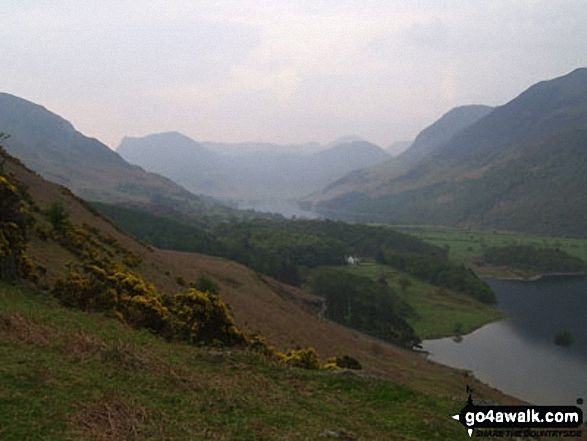 Walk c379 Rannerdale Knotts from Buttermere - Buttermere, Fleetwith Pike, Hay Stacks and the High Stile Ridge from the lower slopes of Rannerdale Knotts