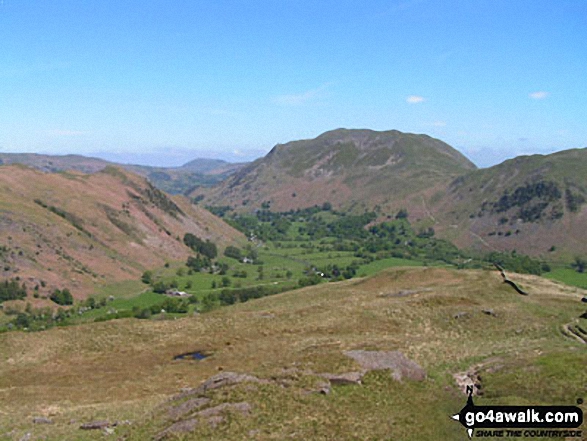 Walk c235 The Deepdale Horseshoe from Patterdale - Arnison Crag (left) and Place Fell from Hartsop above How