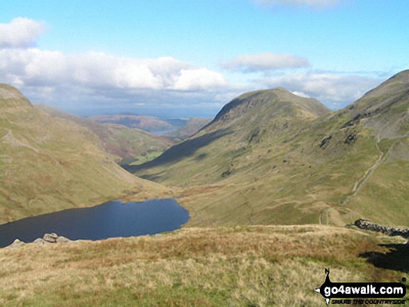 Walk c358 Seat Sandal, Fairfield and Heron Pike from Grasmere - Grisedale Tarn, St Sunday Crag and the shoulder of Fairfield from Seat Sandal