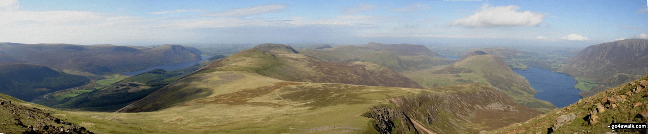 Walk c120 The Ennerdale Horseshoe - *Ennerdale Water (left), Starling Dodd and Great Borne, Loweswater (right of centre), Mellbreak and Crummock Water (right) from Red Pike (Buttermere)