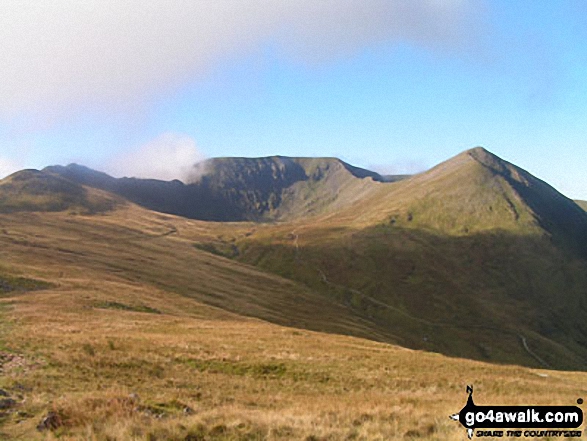 Walk c220 Helvellyn via Striding Edge from Glenridding - Striding Edge, Helvellyn, Swirral Edge and Catstye Cam from Birkhouse Moor