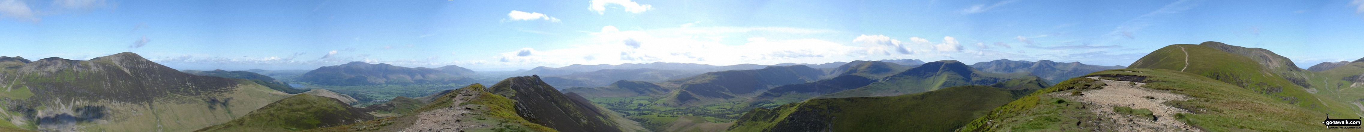 Walk c408 Grisedale Pike and Causey Pike from Braithwaite - *360° panorama from the summit of Scar Crags