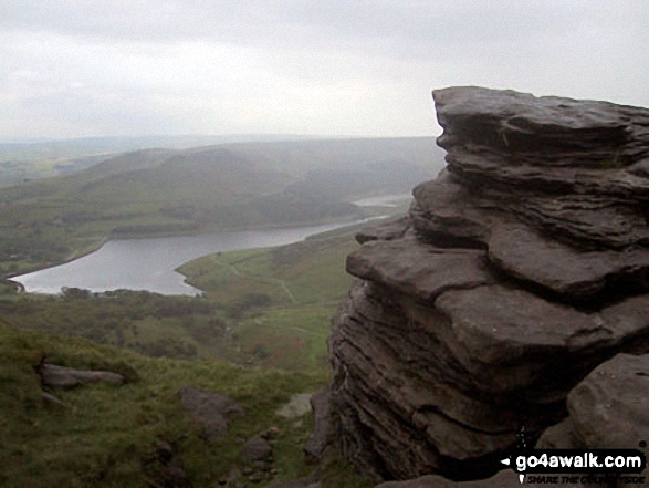 Dovestone Reservoir and Dick Hill from Stable Stones Brow (Hoarstone Edge)