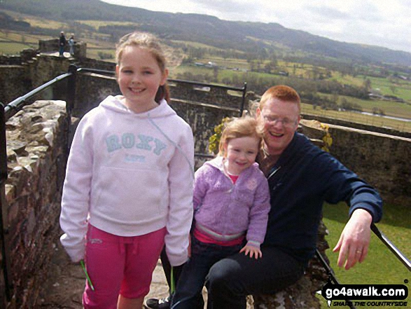 Walk cm107 Dynefor Castle and Dinefwr Park from Llandeilo - The Elvy family on top of the tower at Dinefwr Castle in Dinefwr Park, Llandeilo