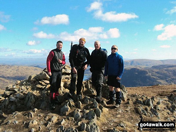 Walk c394 Helvellyn, Catstye Cam and Sheffield Pike from Glenridding - Ant, John, Ken & Jim on top of Sheffield Pike last year