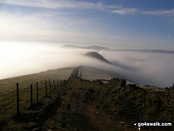 Mam Tor, and Back Tor (Hollins Cross) from Lose Hill (Ward's Piece) Tree on Back Tor (Hollins Cross) from Hollins Cross during a winter temperature inversion