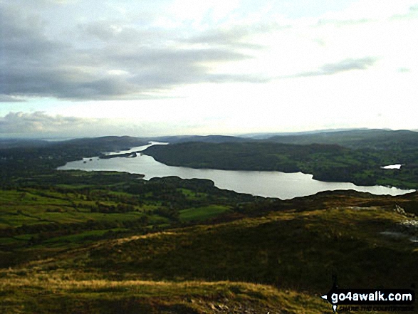 Walk c177 Baystones and Wansfell Pike from Ambleside - Windermere (with Blenham Tarn far right) from Baystones (Wansfell)