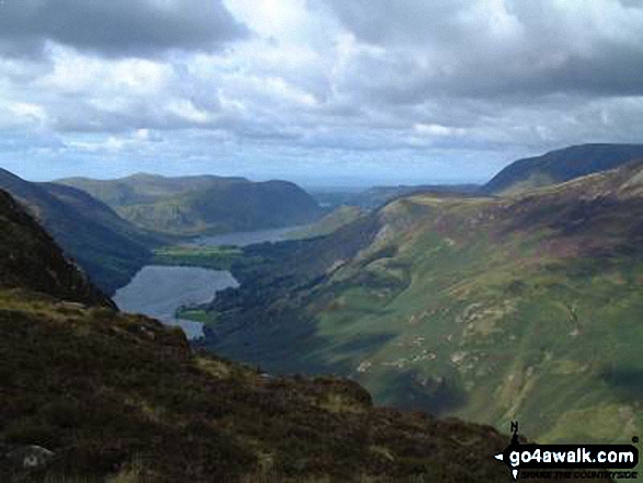 Walk c295 Hay Stacks and Fleetwith Pike from Gatesgarth, Buttermere - Buttermere from Honister Crag, Fleetwith Pike