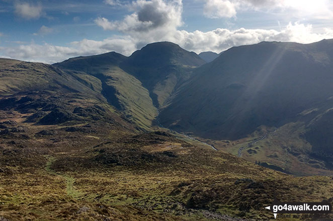 Walk c228 Hay Stacks from Buttermere - Green Gable, Great Gable and Kirk Fell from Innominate Tarn