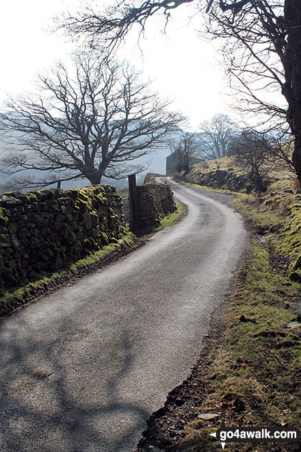 The road near Swindale Foot Farm at the northeast end of Swindale 