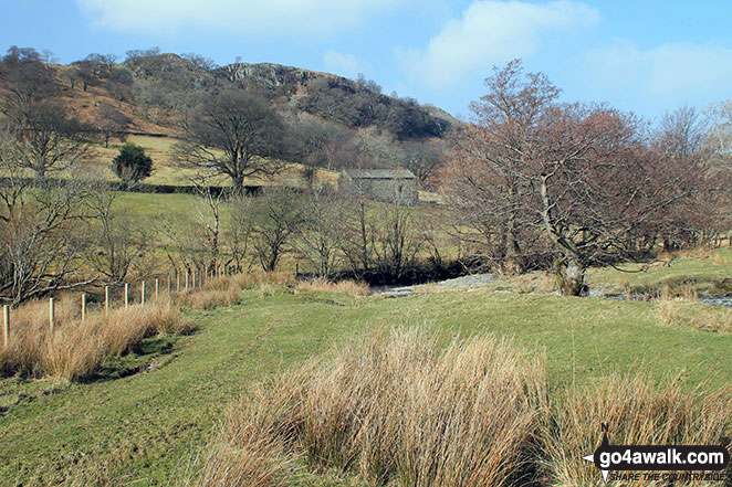 Bewbarrow Crag from Swindale Foot Farm at the northeast end of Swindale 