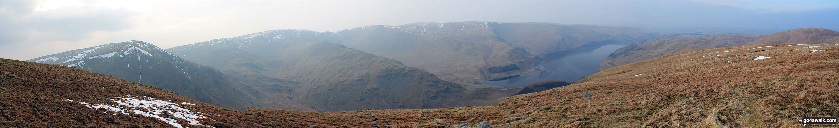 Harter Fell (Mardale) (left), High Street, Kidsty Pike, High Raise (Mardale), Haweswater Reservoir and Selside Pike (far right) from Branstree (Artlecrag Pike)