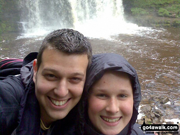 My mate Michael and my son (also called Michael) with Sgwd yr Elra Waterfall, Afon Mellte in the background 