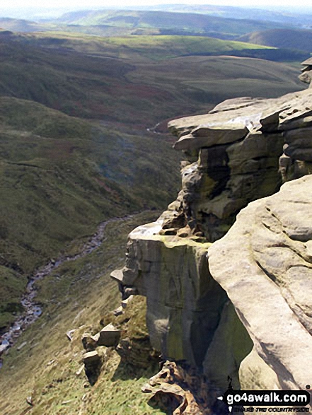 Walk d156 Kinder Low (Kinder Scout), Brown Knoll (Edale), South Head (Hayfield) and Mount Famine from Bowden Bridge, Hayfield - The River Kinder from Kinder Downfall