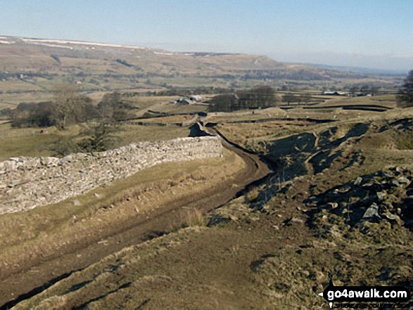 Walk ny114 Addlebrough via Worton Pasture from Askrigg, Wensleydale - Wensleydale from the Carpley Green Road (track)