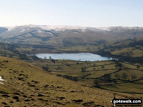 Walk ny114 Addlebrough via Worton Pasture from Askrigg, Wensleydale - Semer Water from Worton Pasture