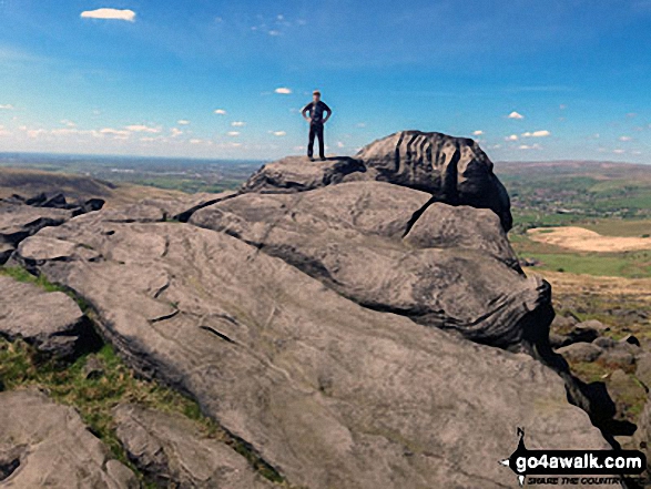 Walk gm115 Blackstone Edge from Littleborough - My son Ben Collier (12) on top of Blackstone Edge