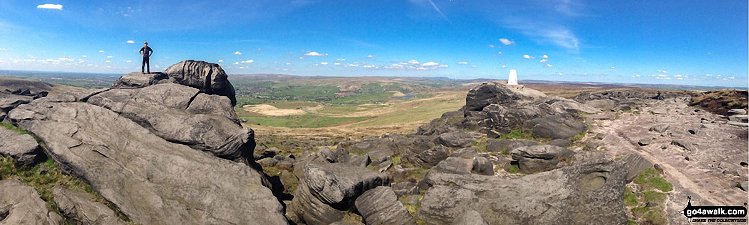 Walk gm136 White Holme Reservoir Circuit from Blackstone Edge Reservoir - My son Ben Collier (12) on top of Blackstone Edge