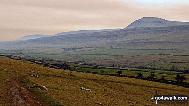 Ingleborough from Beezley Falls at the upper end of The Ingleton Waterfalls Trail 