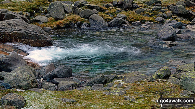 Walk c172 Scafell Pike via The Corridor Route from Wasdale Head, Wast Water - Lingmell Beck, Wasdale