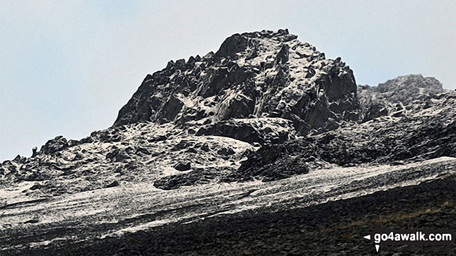 Walk c172 Scafell Pike via The Corridor Route from Wasdale Head, Wast Water - Snow on Great Napes from Sty Head